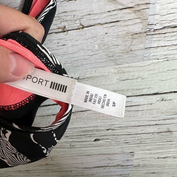VSX Victoria Secret Sports Bra Racerback Zebra Black White Pink Size small - Picture 6 of 8